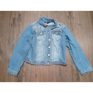 Baccini Jacket Womens Size Medium Denim Jean Medium Wash Embroidered Button